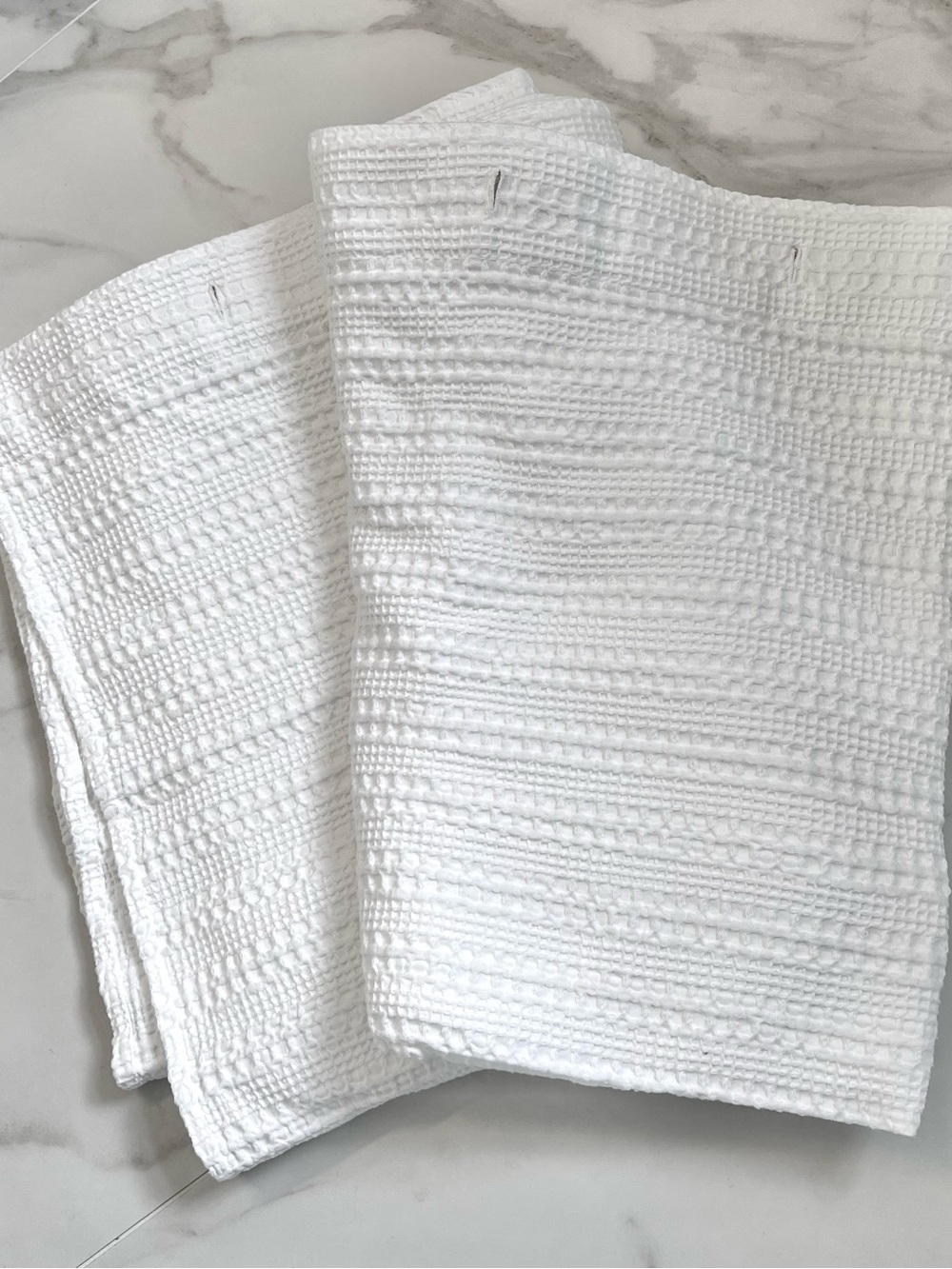 Hotel Nouveau White Waffle Shower Curtain